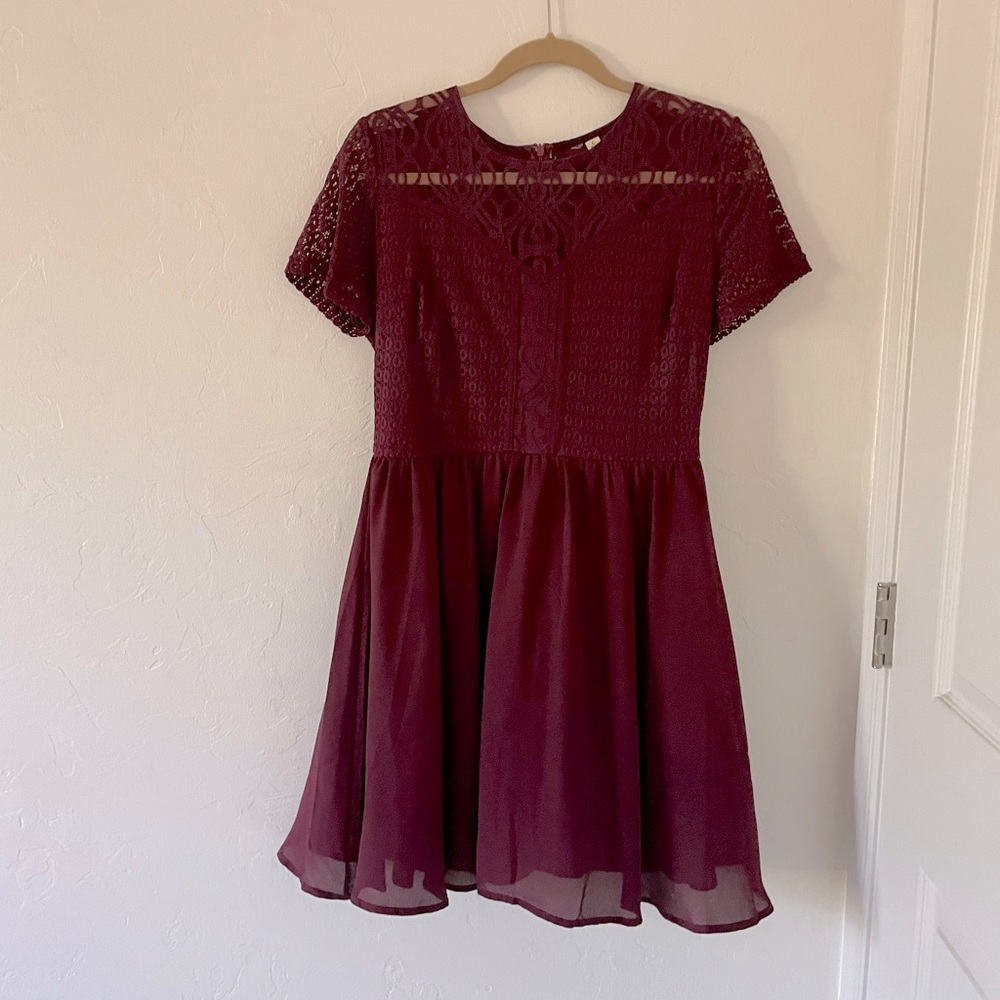 Francescas burgundy fit and flare dress